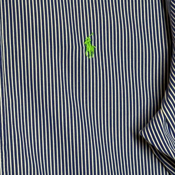 Ralph Lauren Shirt Men’s Large Classic Fit Blue Striped Long Sleeve Button Down - Picture 2 of 8